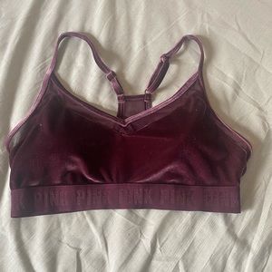 PINK velvet sports bra